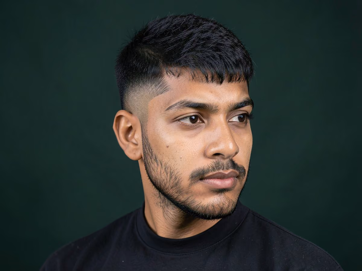 Man with a textured crop with stubble haircut