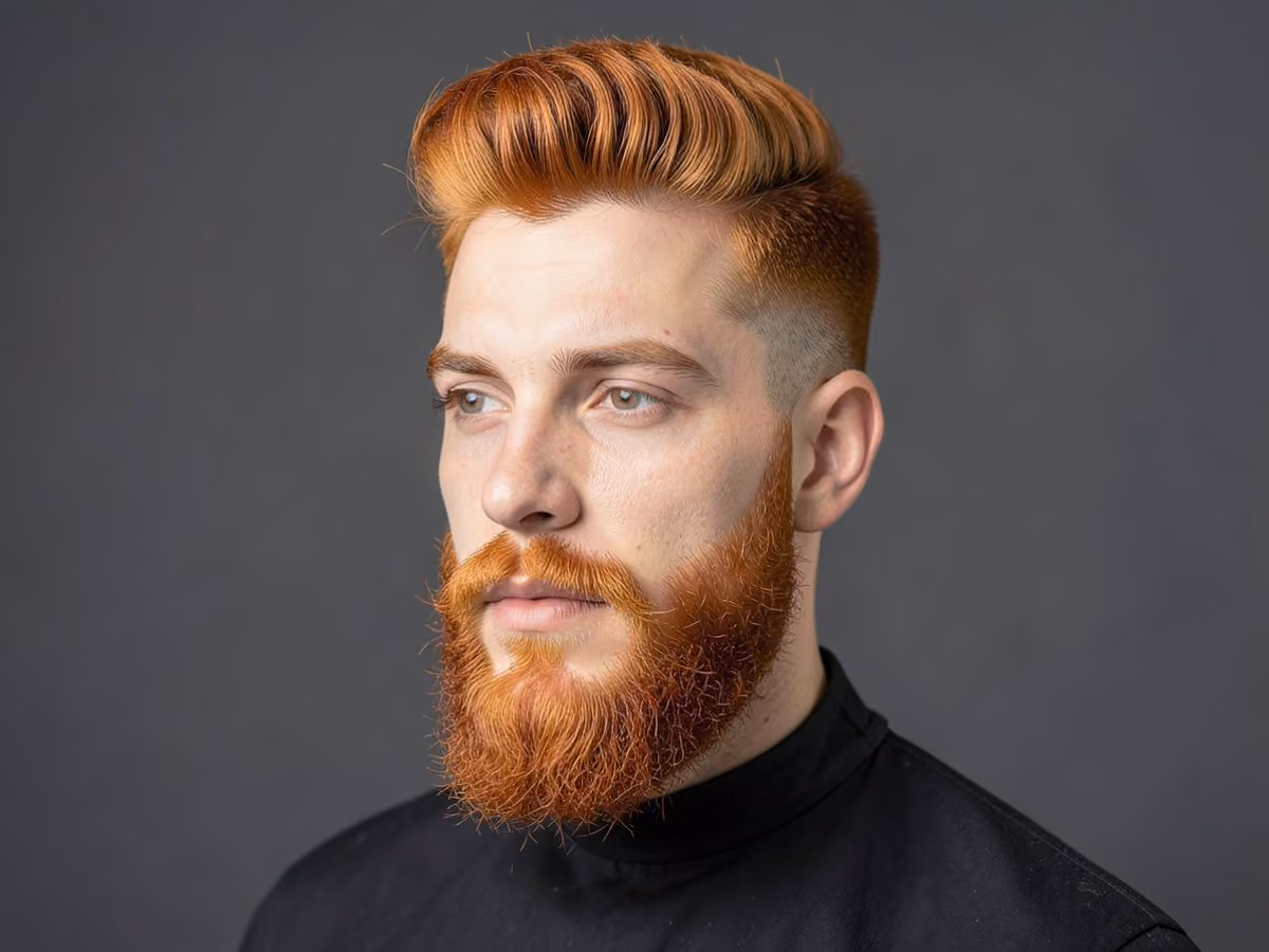 Man with a textured quiff with red beard