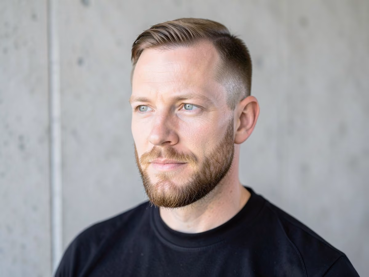 Man with a thinning hair with short beard