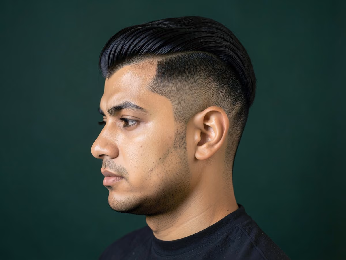 Man with an angled hard part