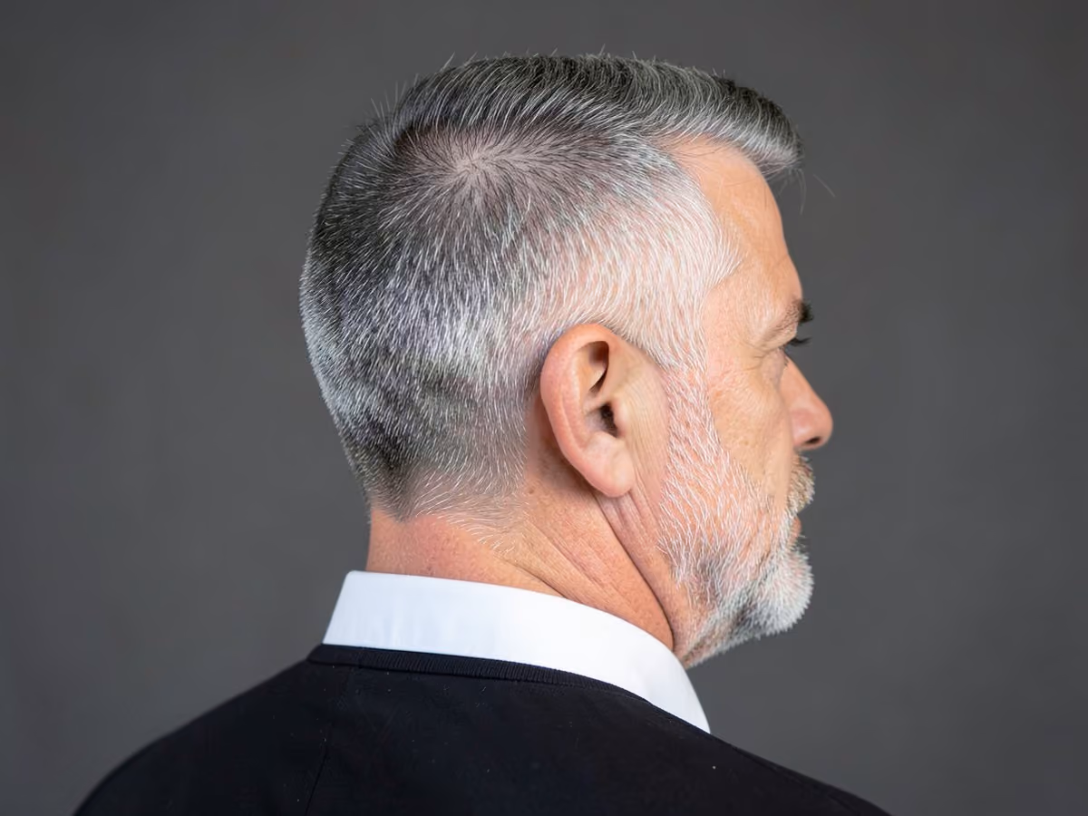Man with a hard part executive contour