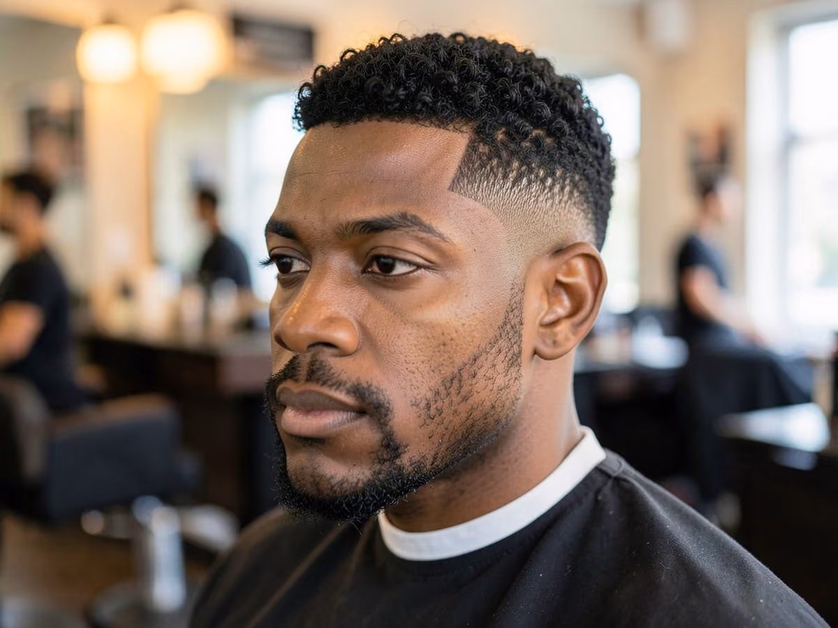 Man with a hard part for black men