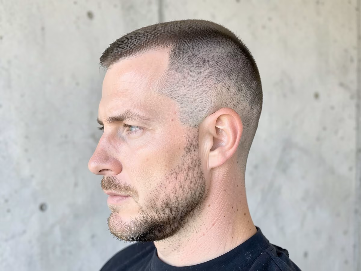 Man with a hard part for fine hair