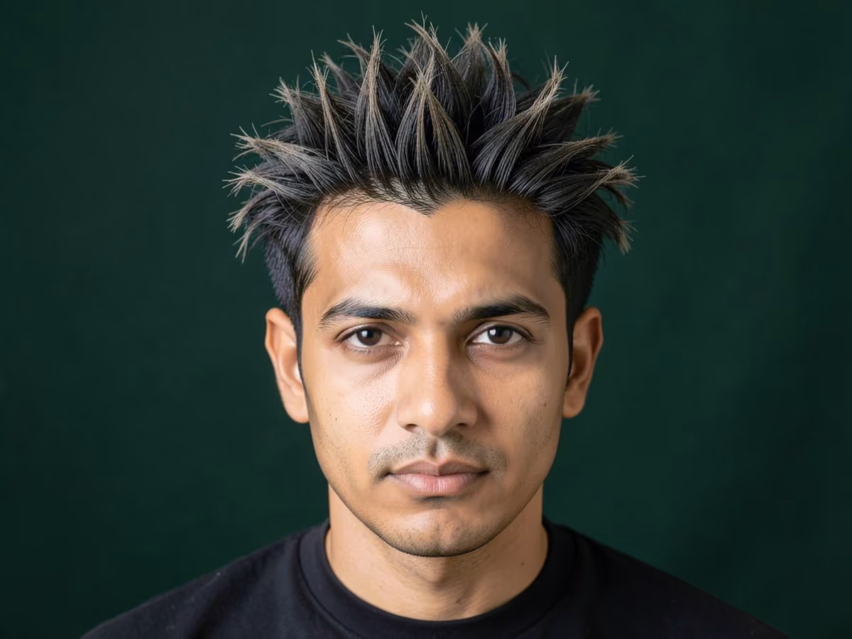 Man with a hard part messy top