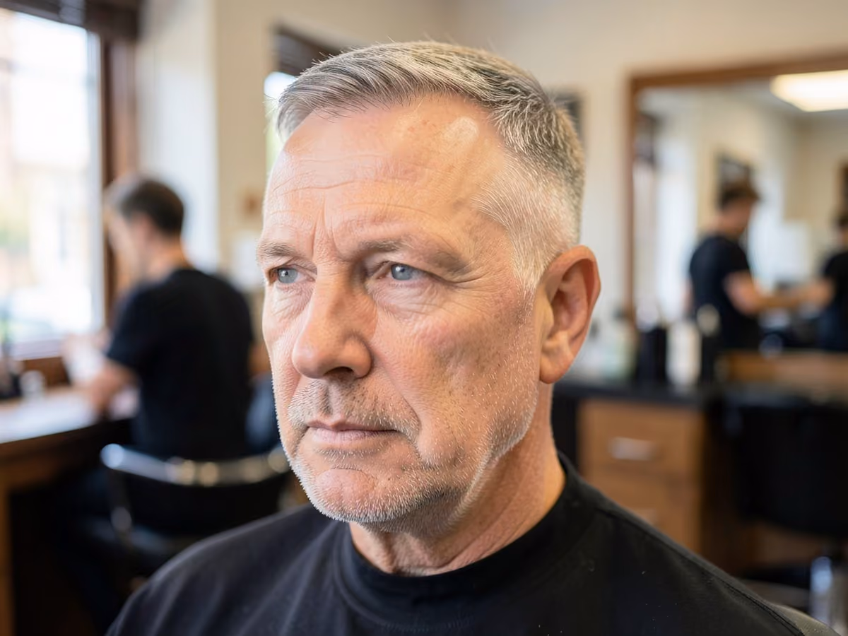 Man with a hard part shadow fade