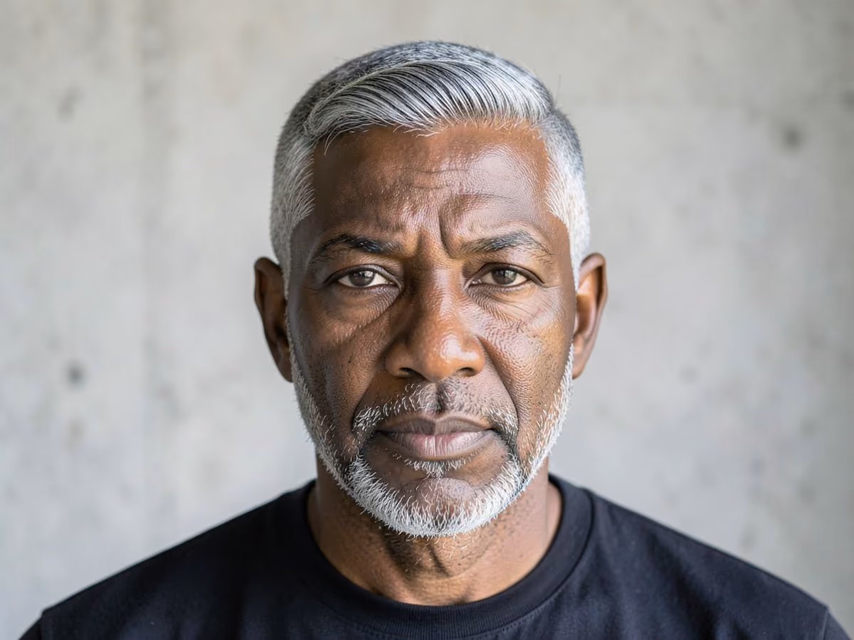 Man with a hard part short back and sides