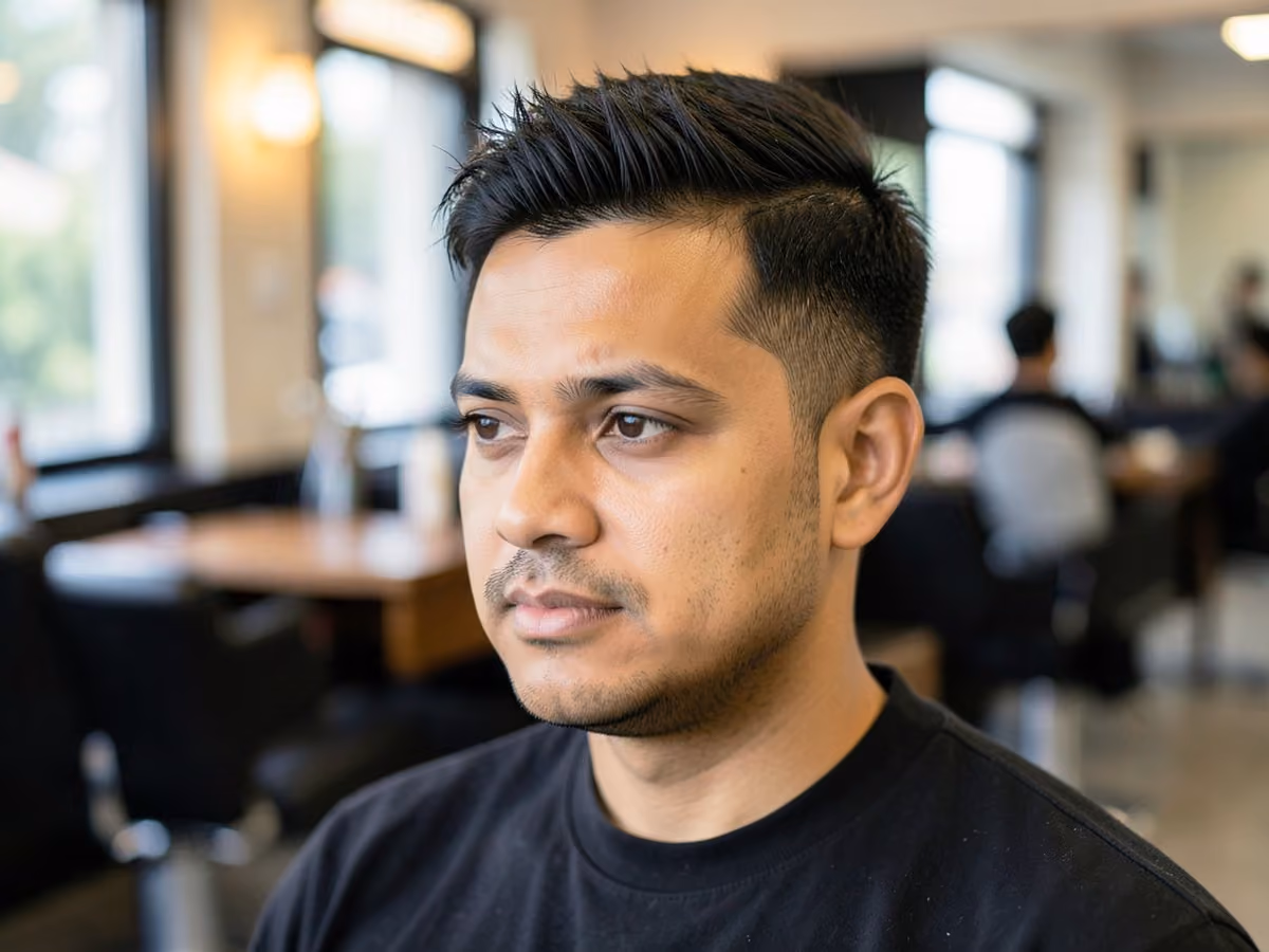 Man with a hard part textured side part