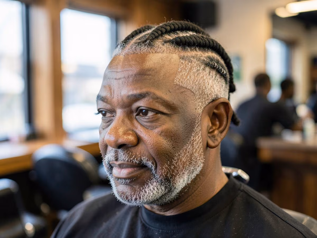 Man with a hard part with twists