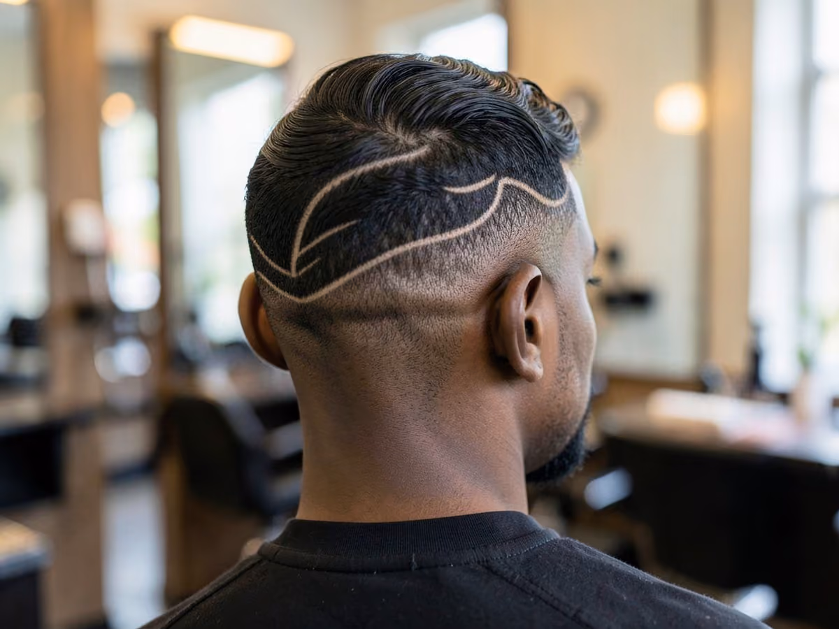 Man with a hard part with waves