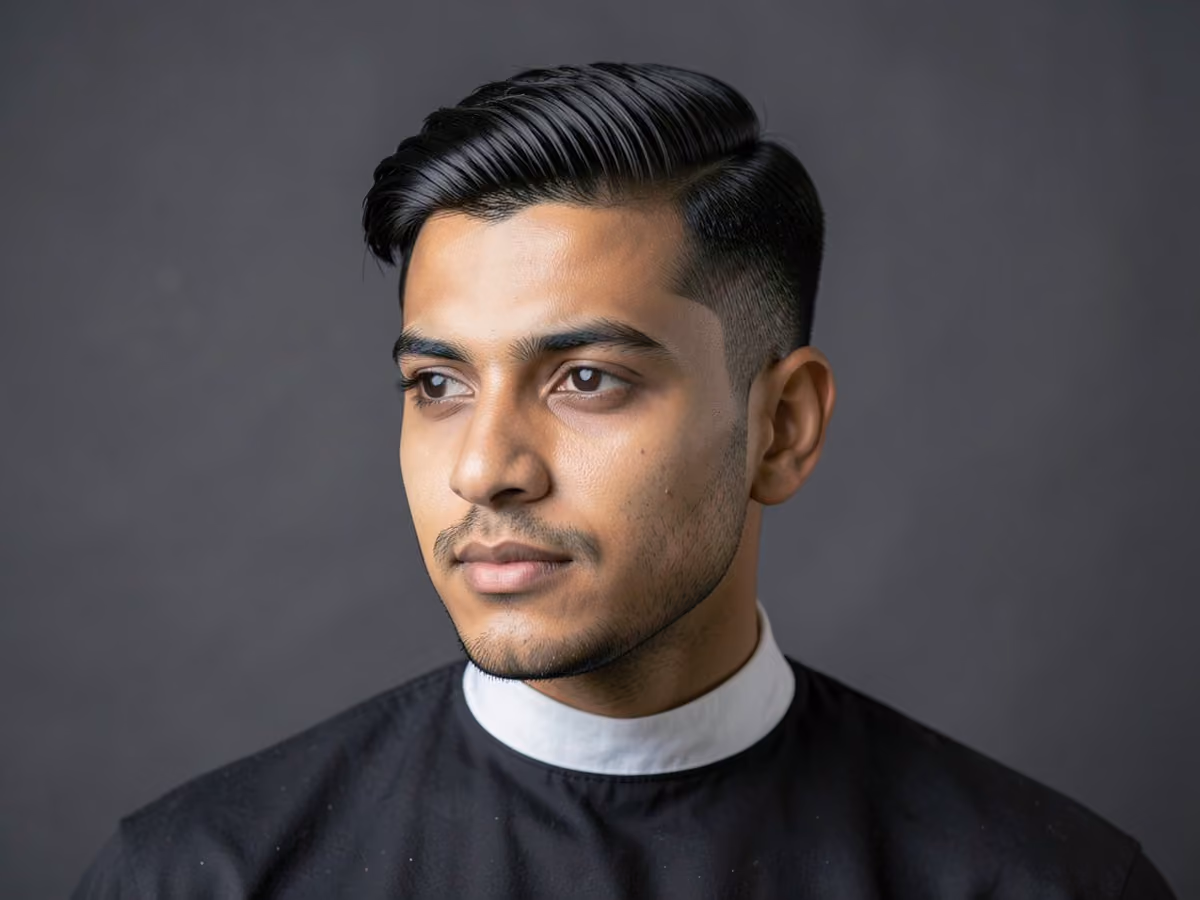 Man with a wedding hard part