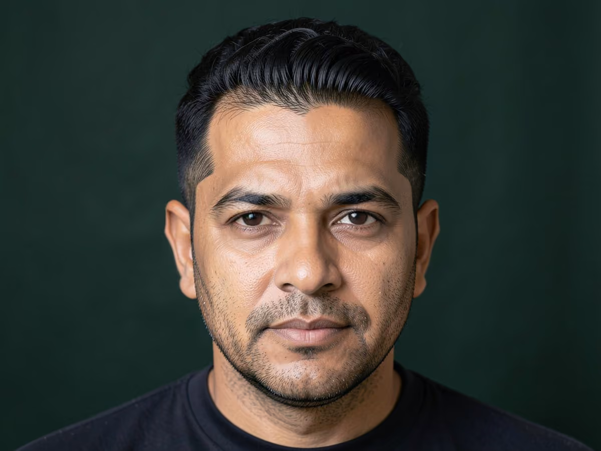 Man with a wide razor part