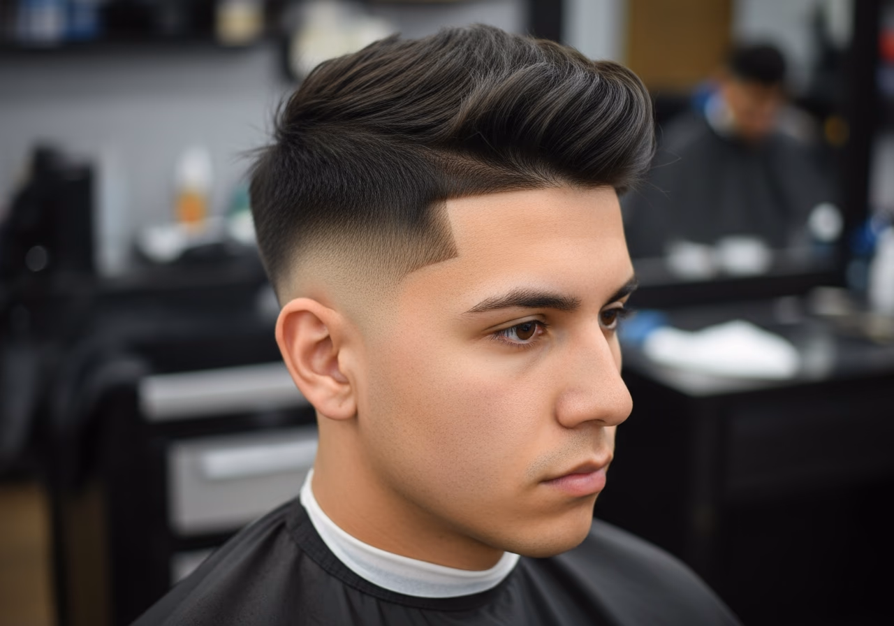 Hybrid Undercut-Fade hairstyle for men 2026 — haircuts for heart-shaped faces variation, best for heart-shaped faces + thick hair, modern barbering by Master Stylist Jessica Hamilton