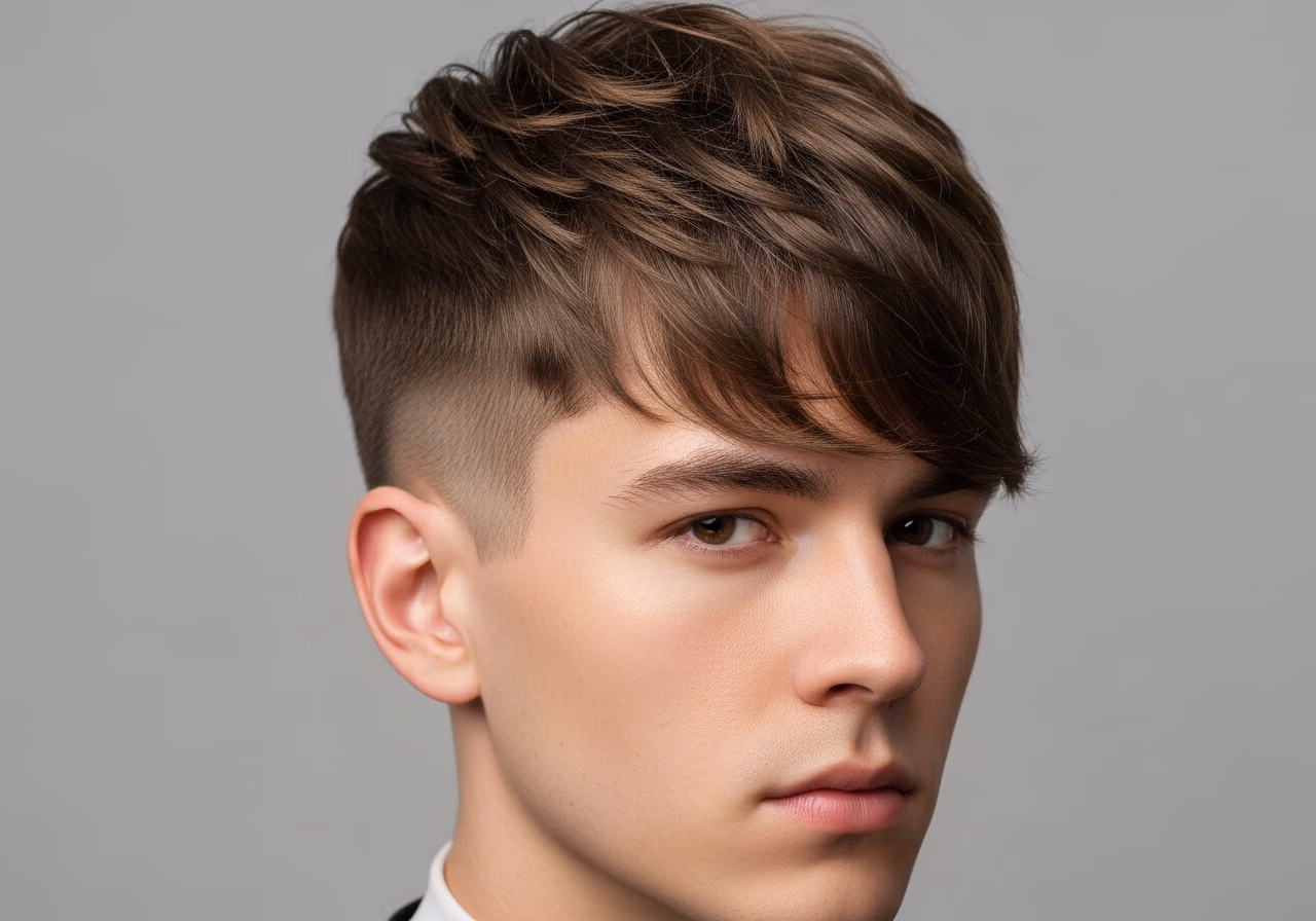 Korean Two-Block hairstyle for men 2026 — haircuts for heart-shaped faces variation, best for heart-shaped faces + straight hair, modern barbering by Master Stylist Jessica Hamilton