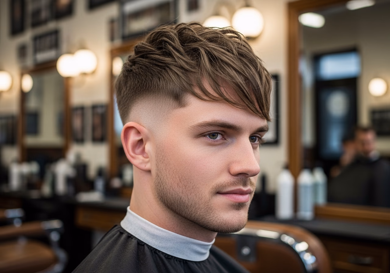Textured Crop with Side Sweep hairstyle for men 2026 — haircuts for heart-shaped faces variation, best for heart-shaped faces + straight or wavy hair, modern barbering by Master Stylist Jessica Hamilton