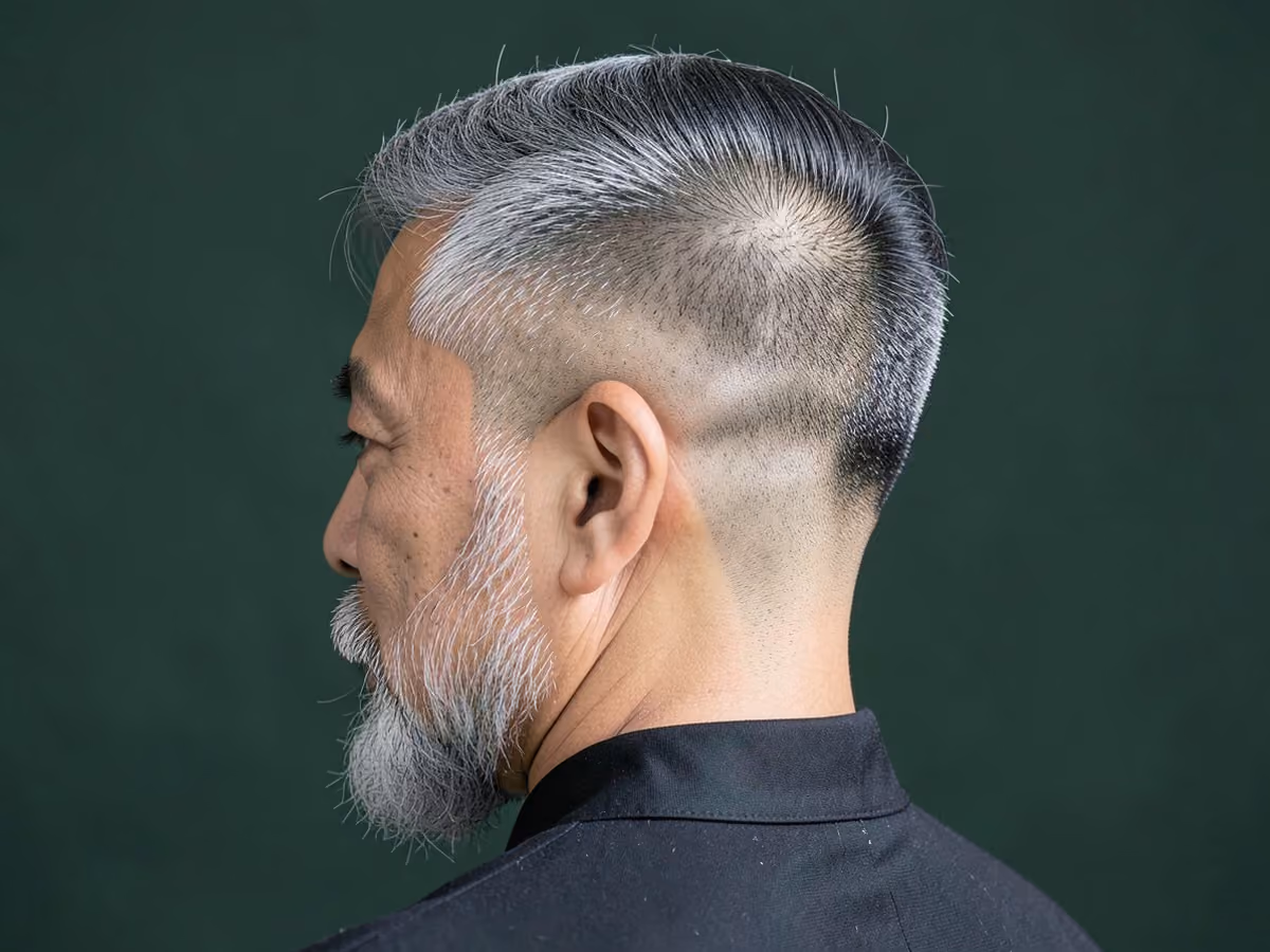 Man with an asian high fade