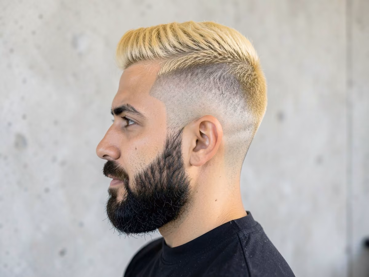 Man with a blonde high fade