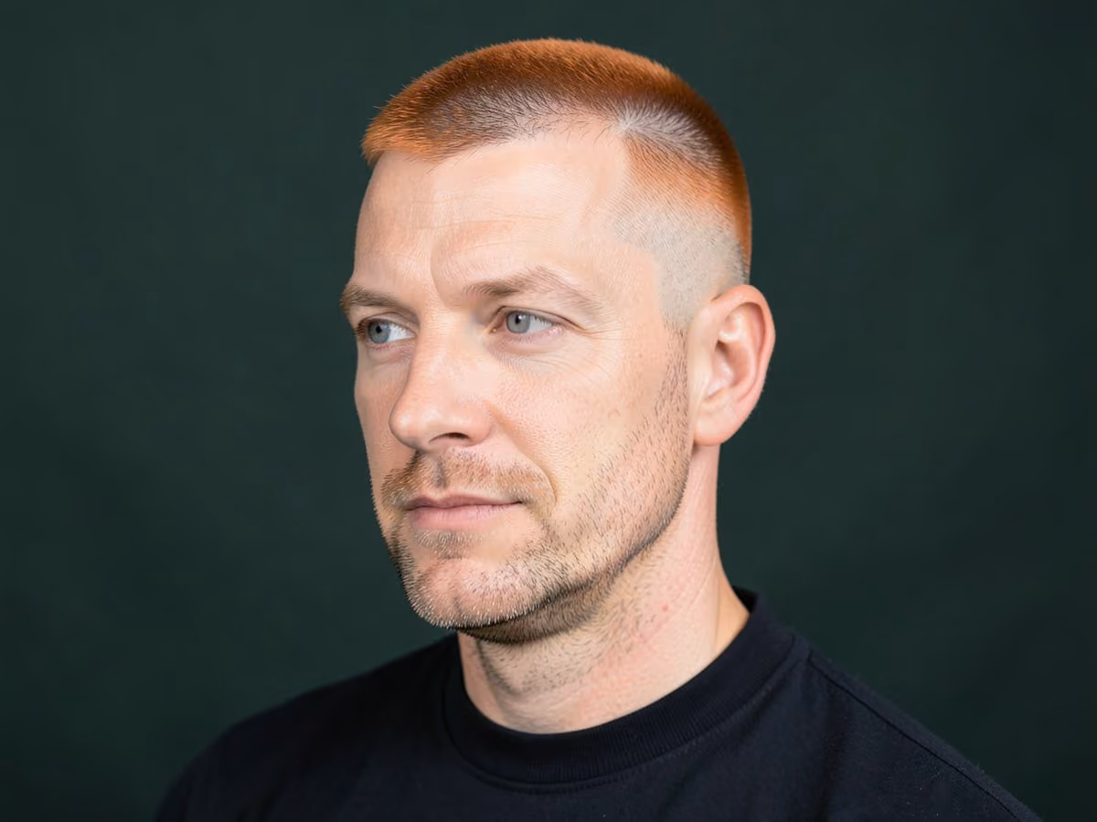 Man with a copper high fade