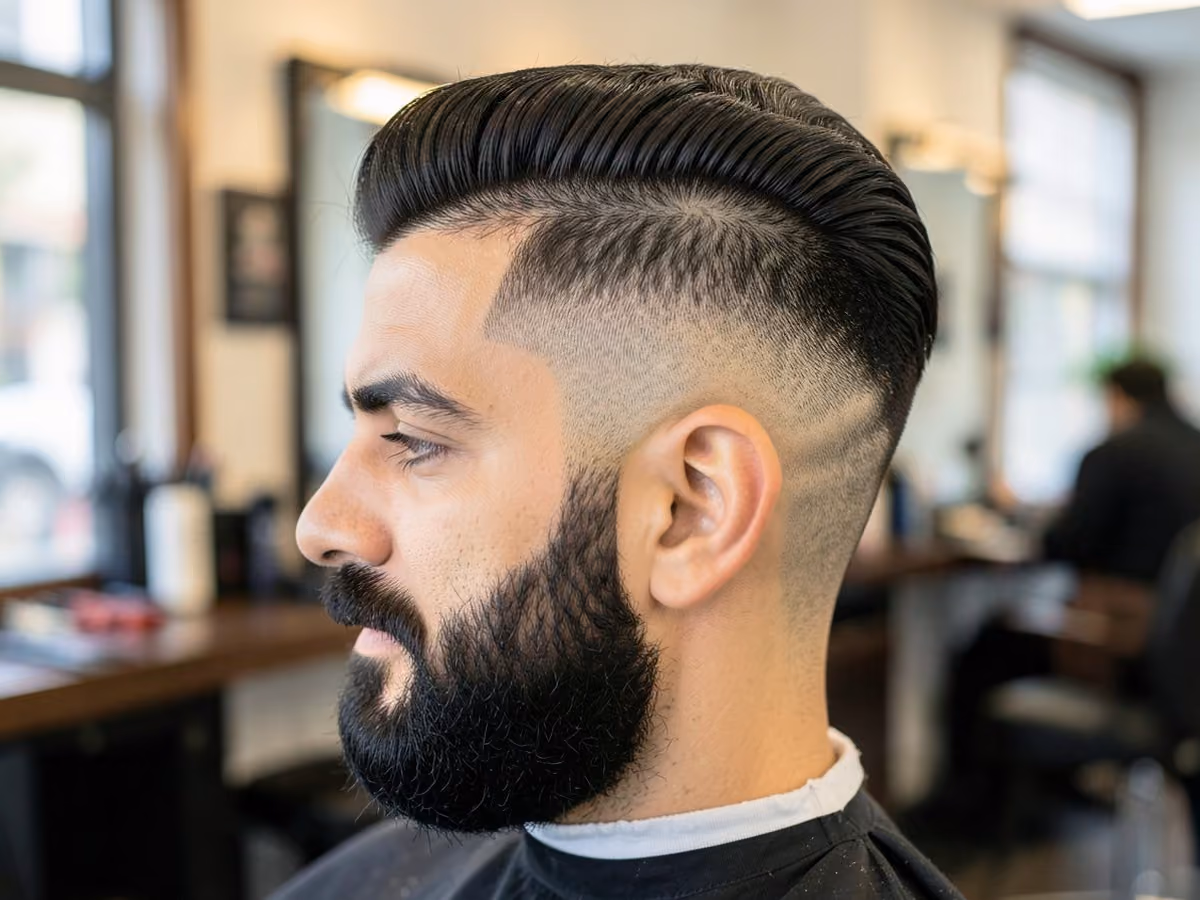 Man with a high fade brush back