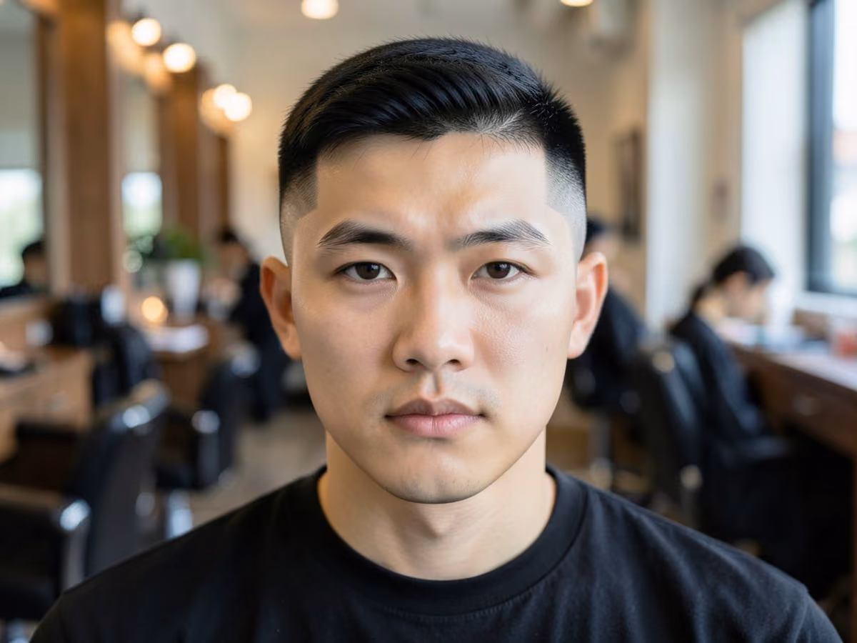 Man with a high fade caesar cut