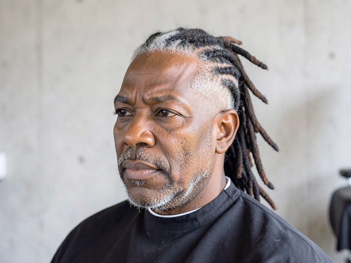 Man with a high fade locs