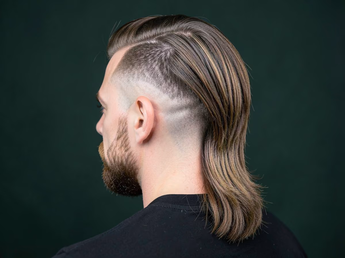 Man with a high fade mullet