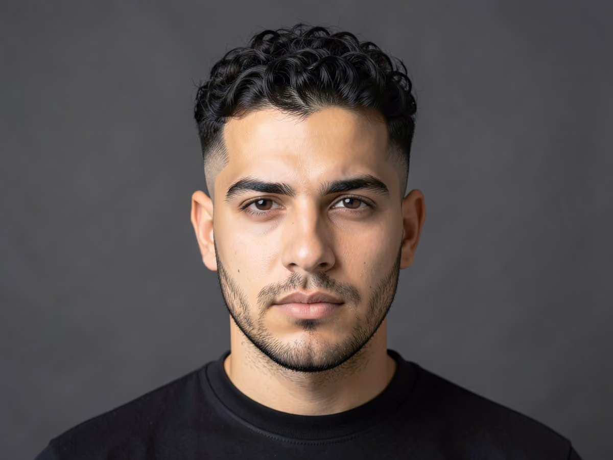 Man with a high fade perm