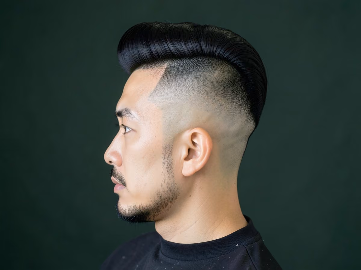 Man with a high fade pompadour