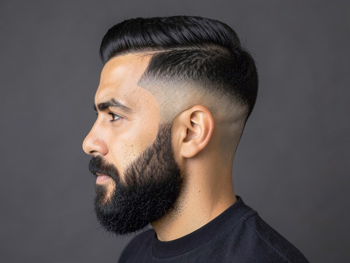 Man with a high fade side part