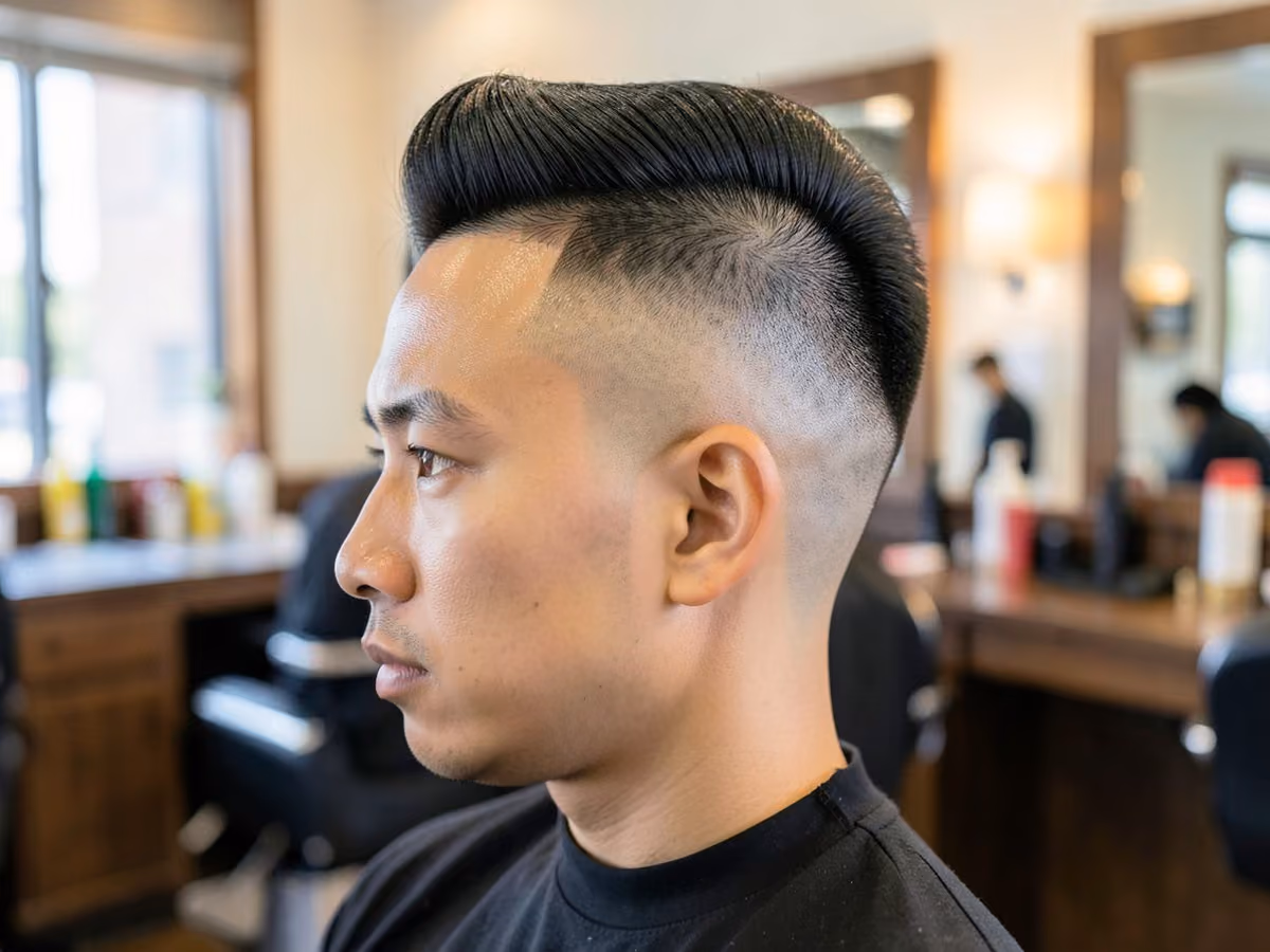Man with a high fade with faux hawk