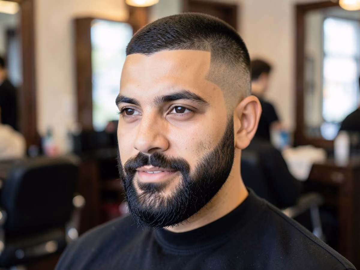 Man with a high fade with full beard
