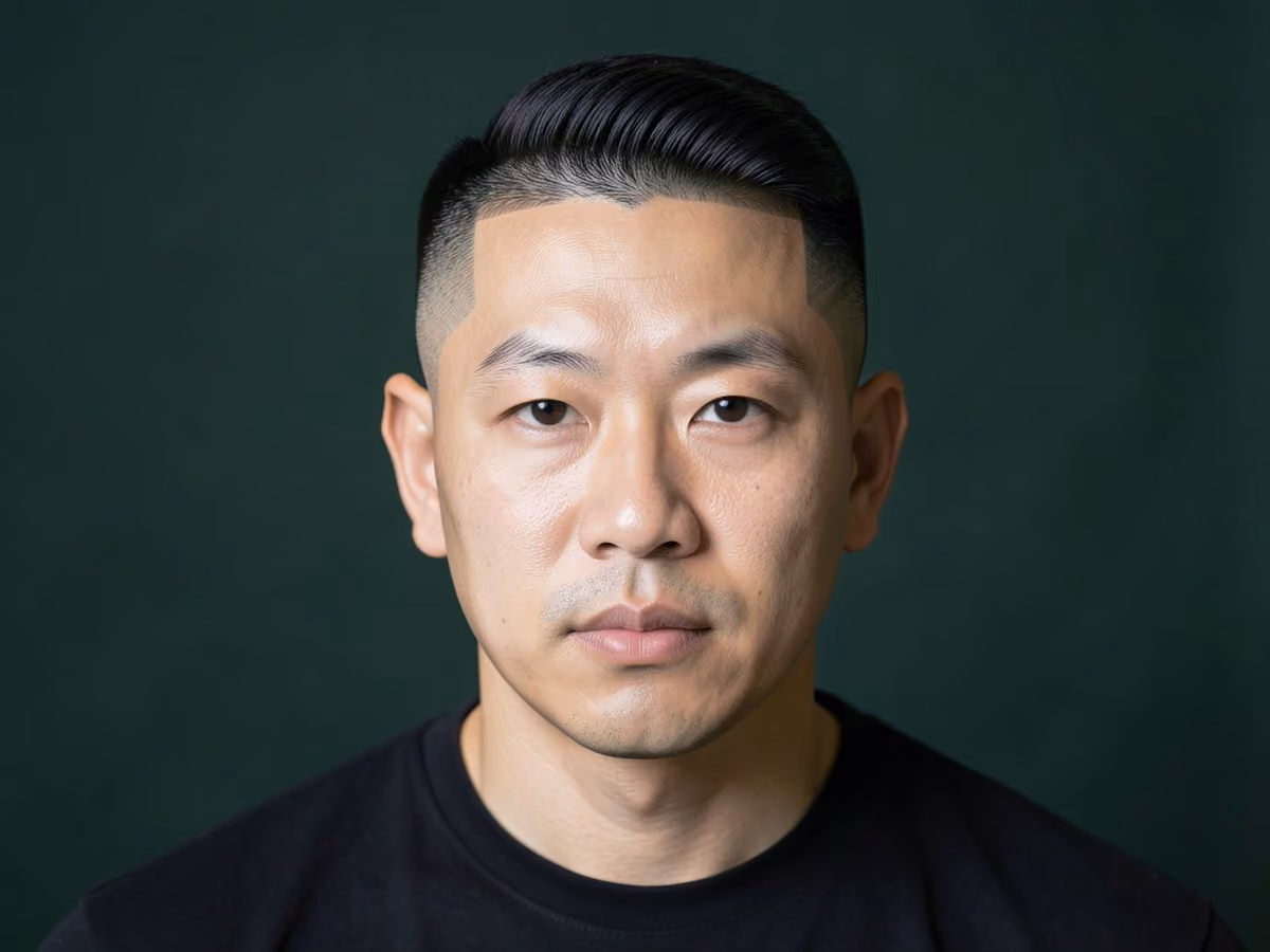 Man with a high fade with line up