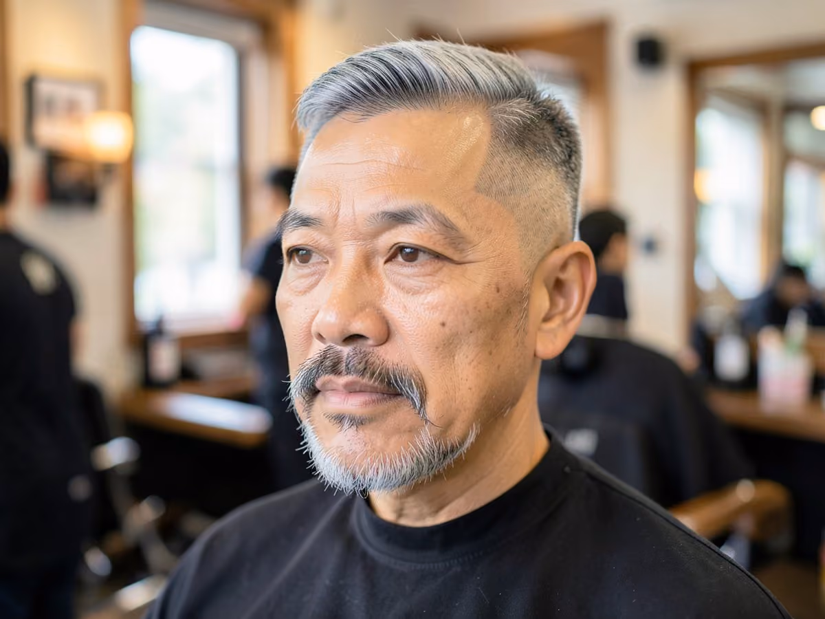 Man with a high fade with van dyke