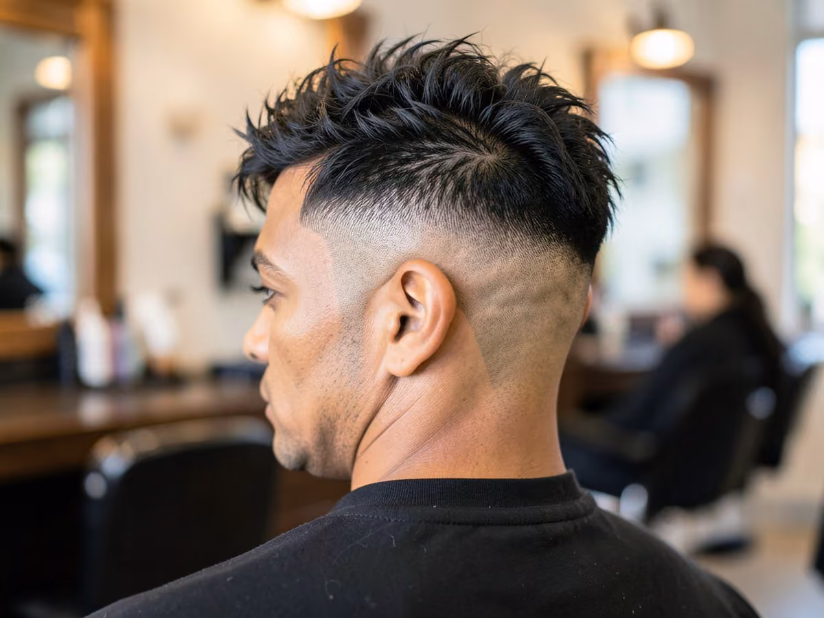 Man with a high fade wolf cut