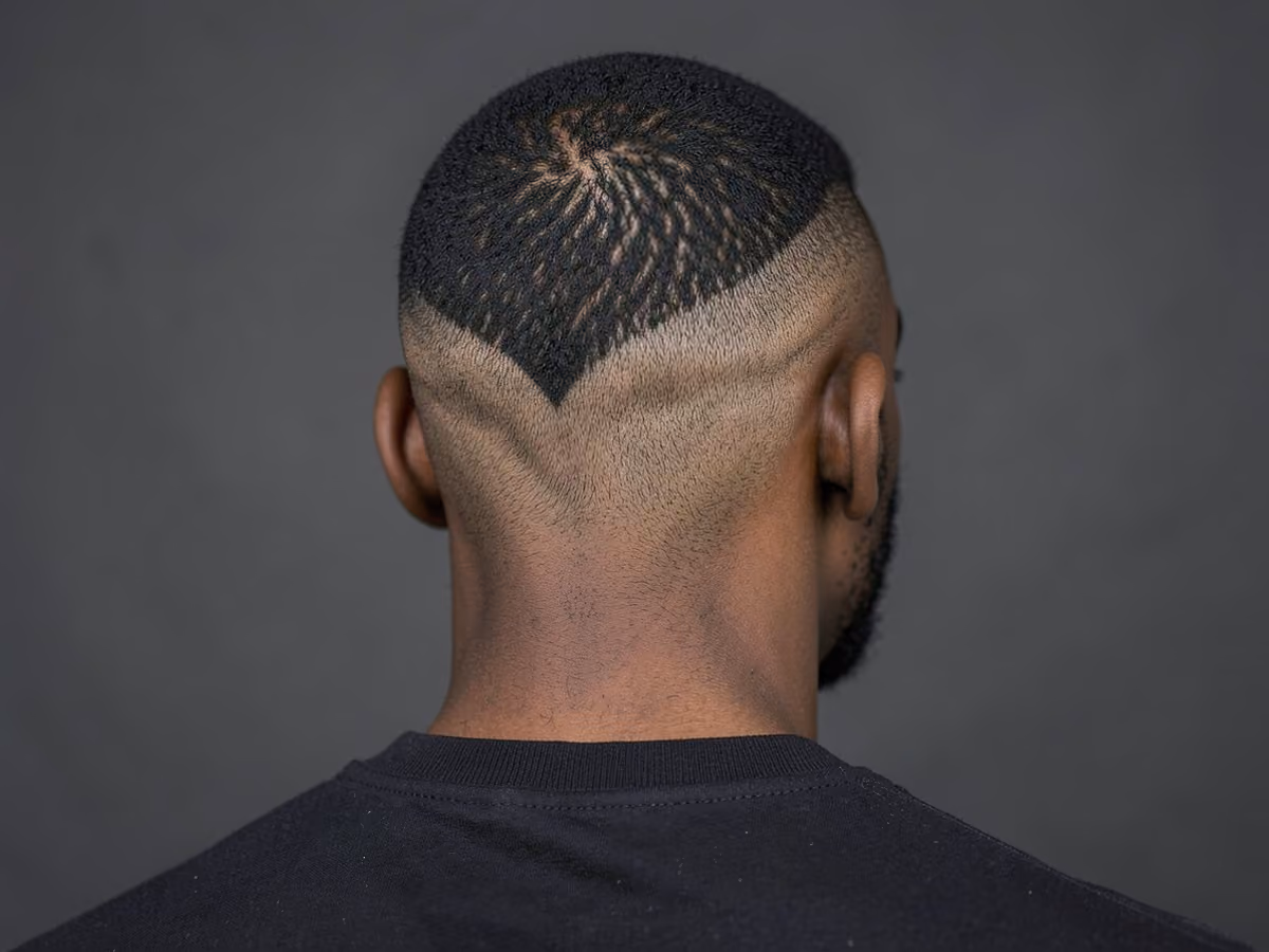 Man with a high v fade