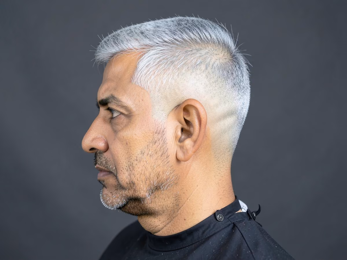 Man with a silver high fade