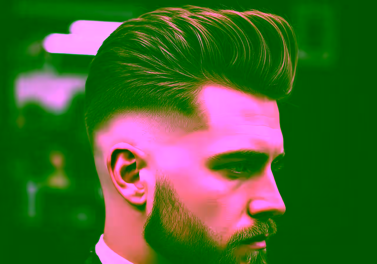 High Taper Fade Quiff hairstyle for men 2026 — high taper fade variation, best for oval faces + medium-thick hair, modern barbering by Master Stylist Jessica Hamilton