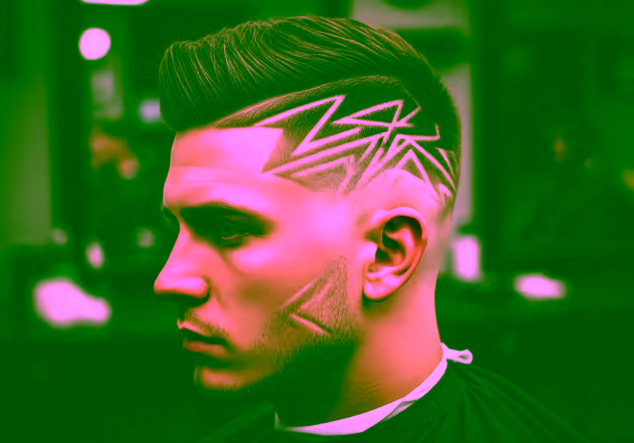 High Taper Fade with Design hairstyle for men 2026 — high taper fade variation, best for creative types + all faces, modern barbering by Master Stylist Jessica Hamilton