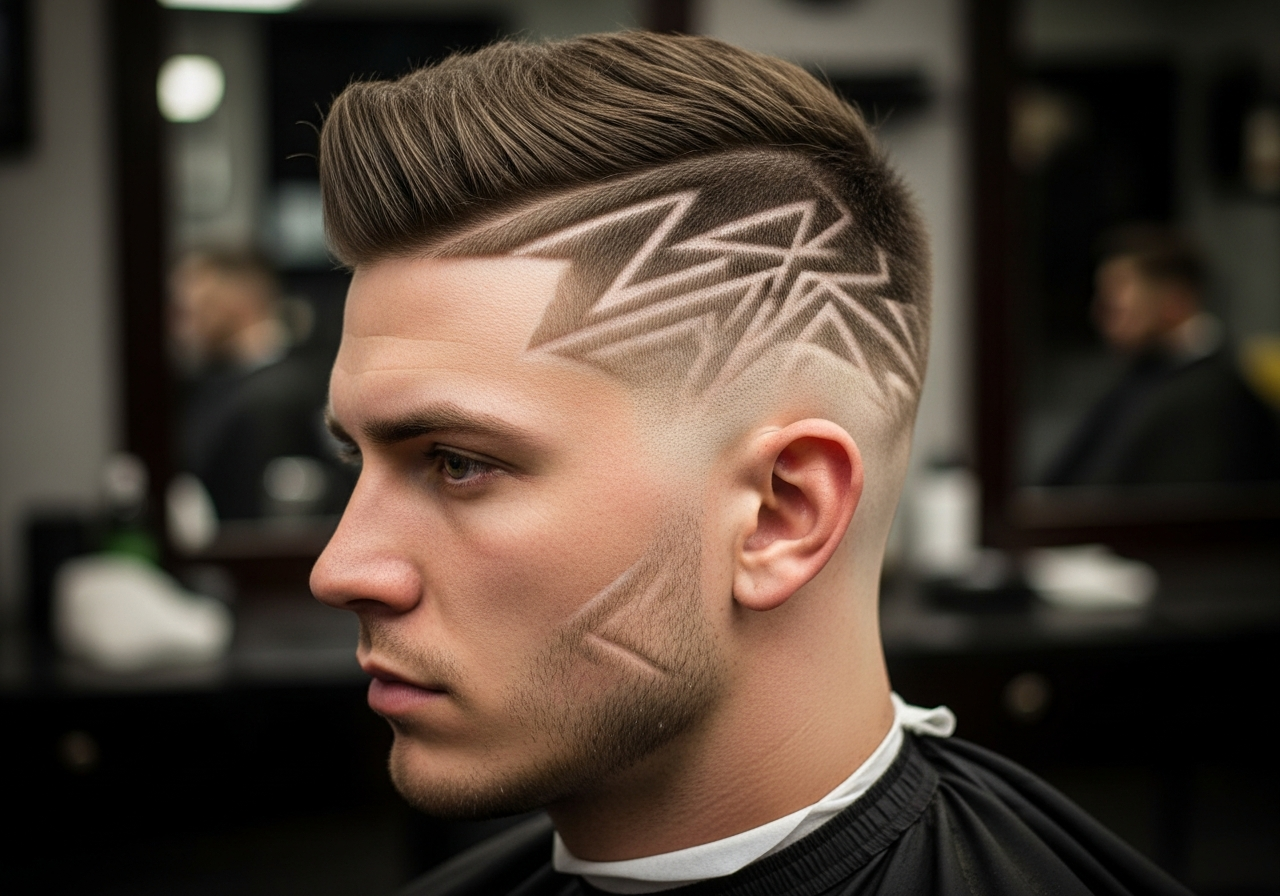 High Taper Fade with Design 2026 - Custom Shaved Pattern High Taper
