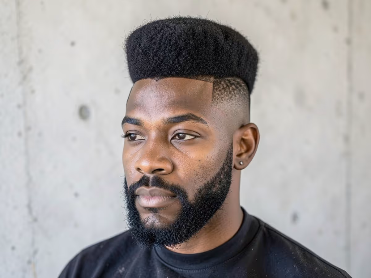 Black man with a high top fade haircut
