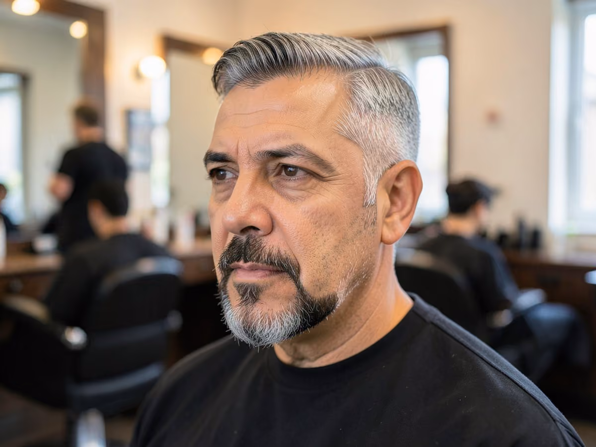 Man with a low cut with goatee