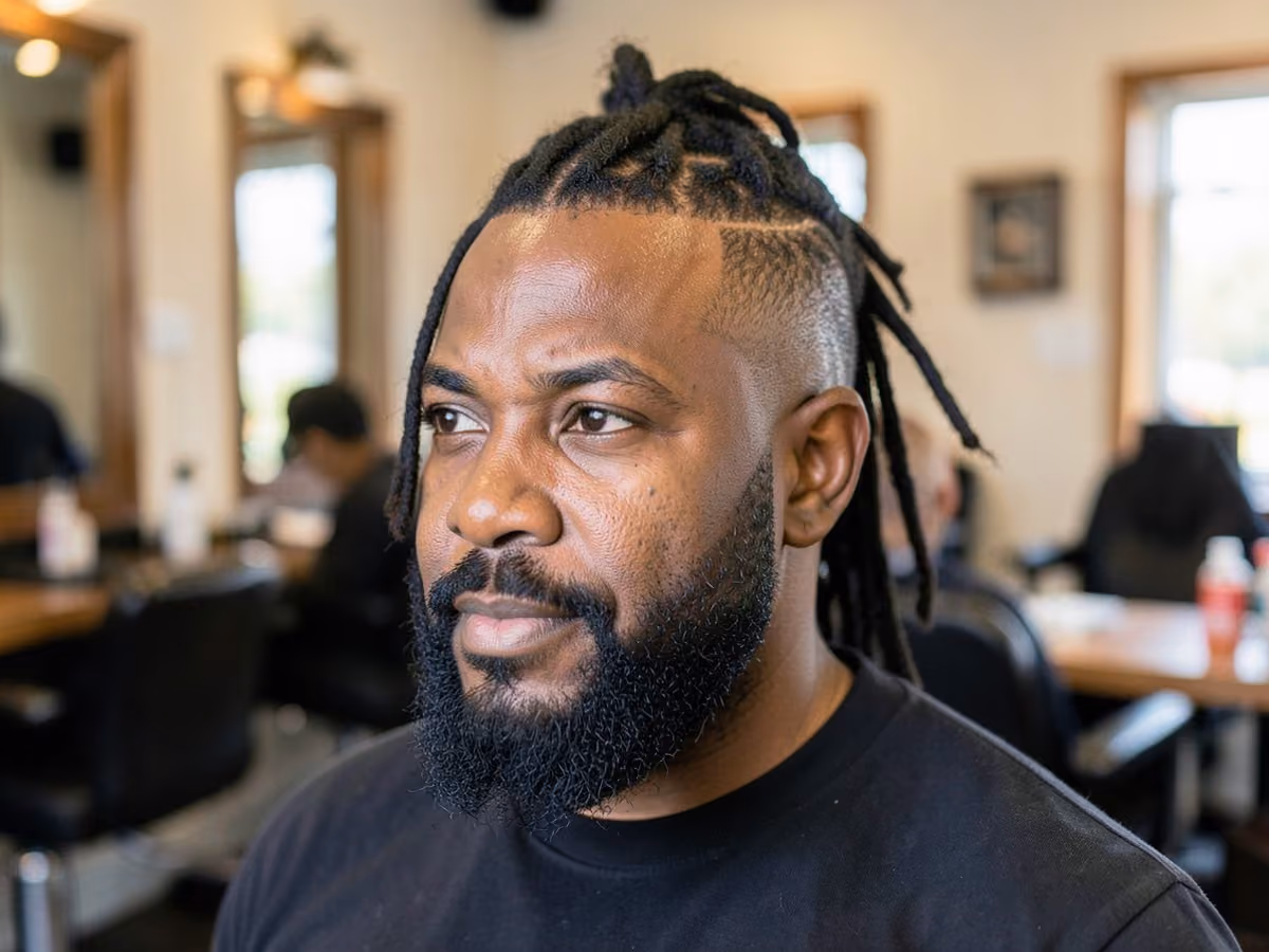 Man with a mohawk locs