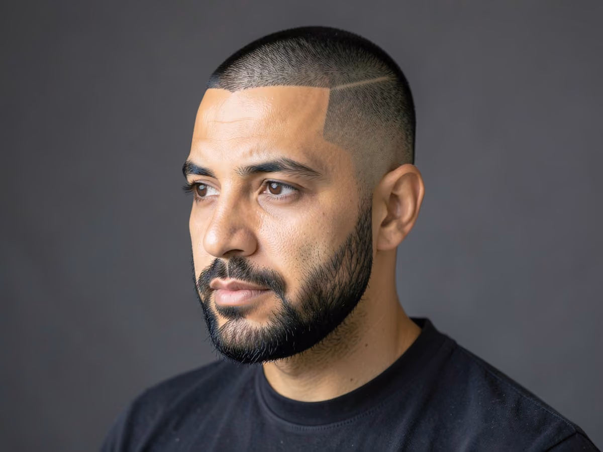 Man with an old school hairline part
