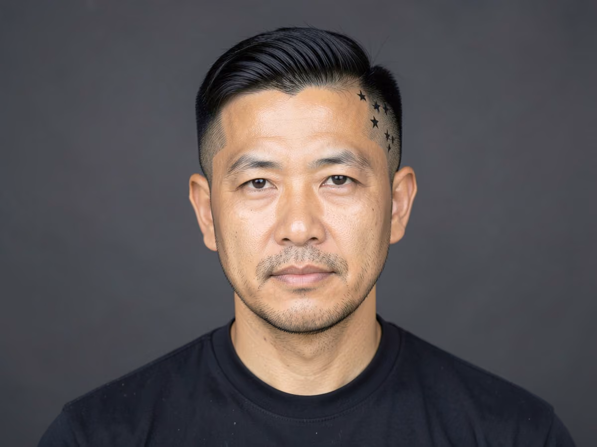 Man with a star hair design