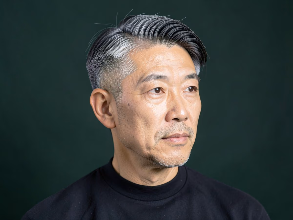 Man with an asian hipster haircut