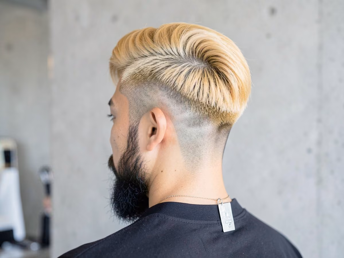 Man with a blonde hipster haircut