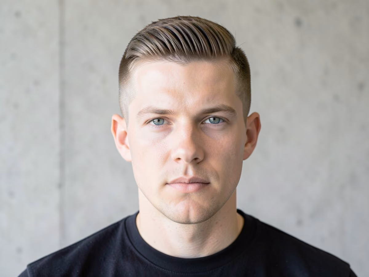 Man with a hipster brush up haircut