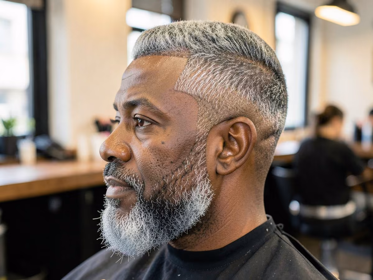 Man with a hipster comb over haircut