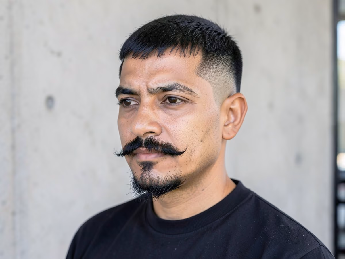 Man with a hipster crop with van dyke haircut
