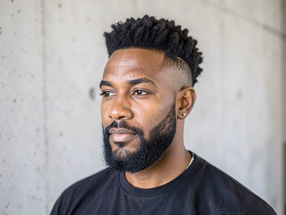Man with a hipster haircut for black men