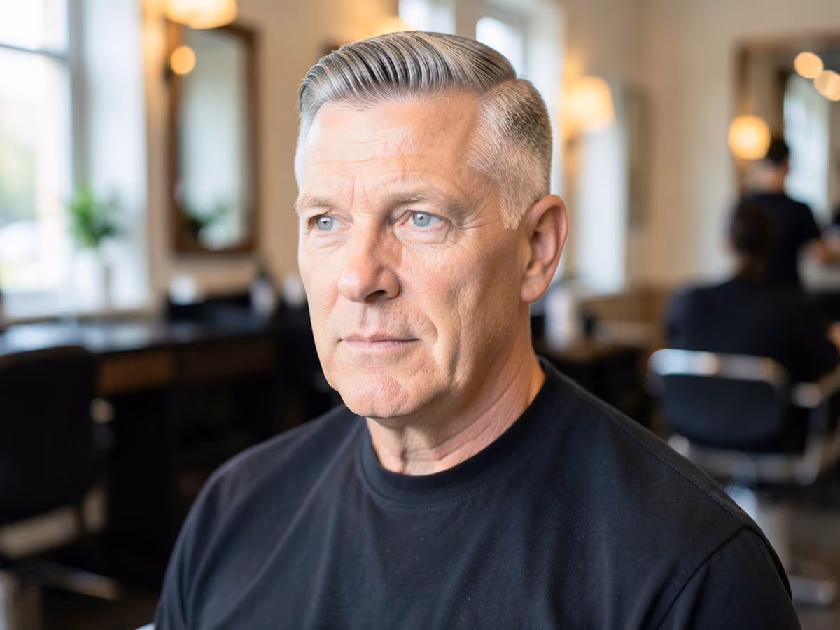 Man with a hipster haircut for older men